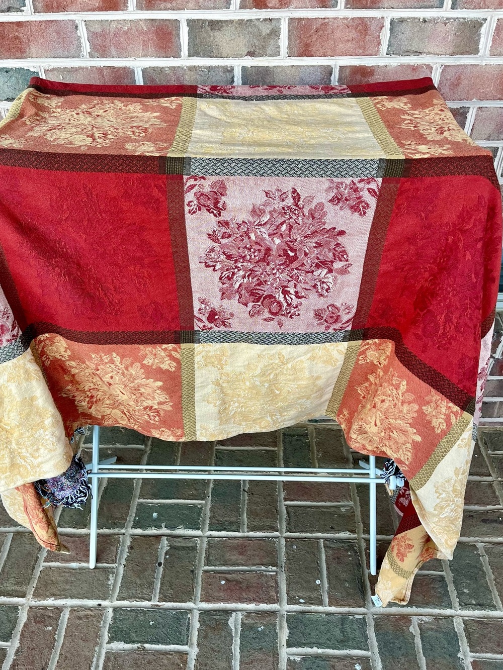 Elrene Cotton Jacquard Fall Harvest Thanksgiving Tablecloth Patchwork Plaid 96